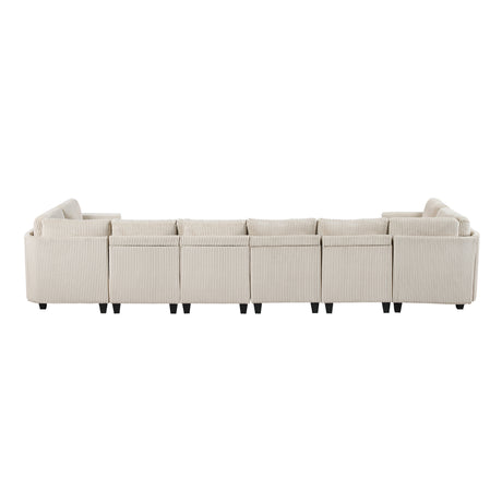 Walterboro Beige 8-Piece Sectional with Storage, Storage Pouches and Charging Ports - Ornate Home