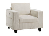 Walterboro Beige Chair w/ Storage Pouches & Charging Ports - Ornate Home