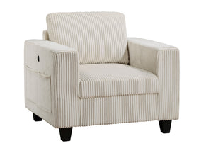 Walterboro Beige Chair w/ Storage Pouches & Charging Ports - Ornate Home