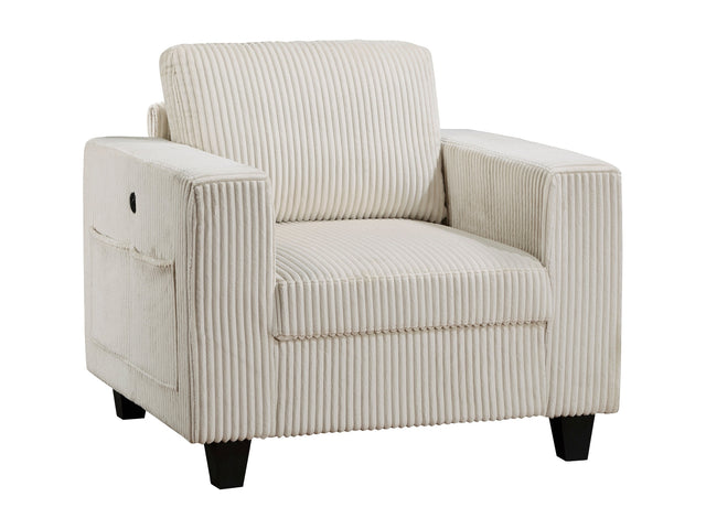 Walterboro Beige Chair w/ Storage Pouches & Charging Ports - Ornate Home