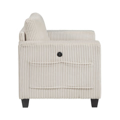 Walterboro Beige Chair w/ Storage Pouches & Charging Ports - Ornate Home