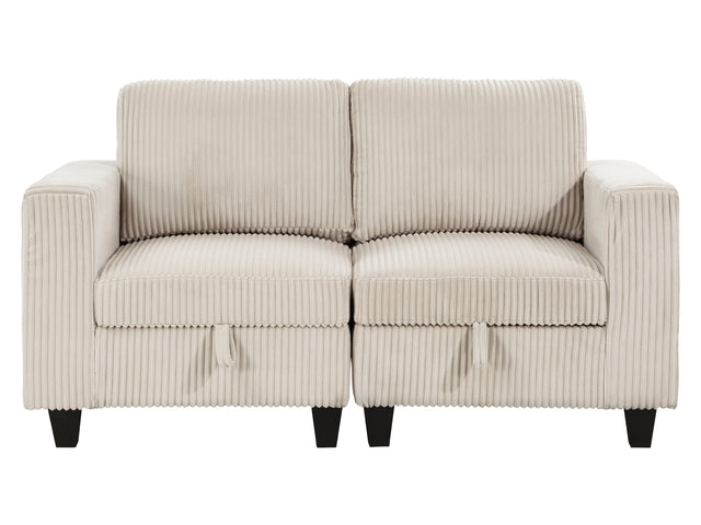 Walterboro Beige Loveseat with Storage Pouches - Ornate Home