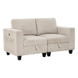 Walterboro Beige Loveseat with Storage Pouches - Ornate Home