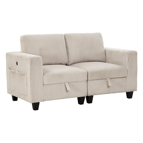 Walterboro Beige Loveseat with Storage Pouches - Ornate Home