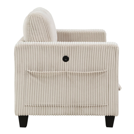 Walterboro Beige Loveseat with Storage Pouches - Ornate Home