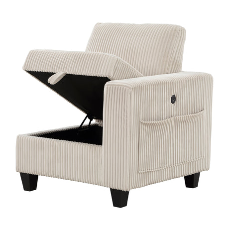 Walterboro Beige Loveseat with Storage Pouches - Ornate Home