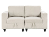 Walterboro Beige Loveseat with Storage, Storage Pouches and Charging Ports - Ornate Home