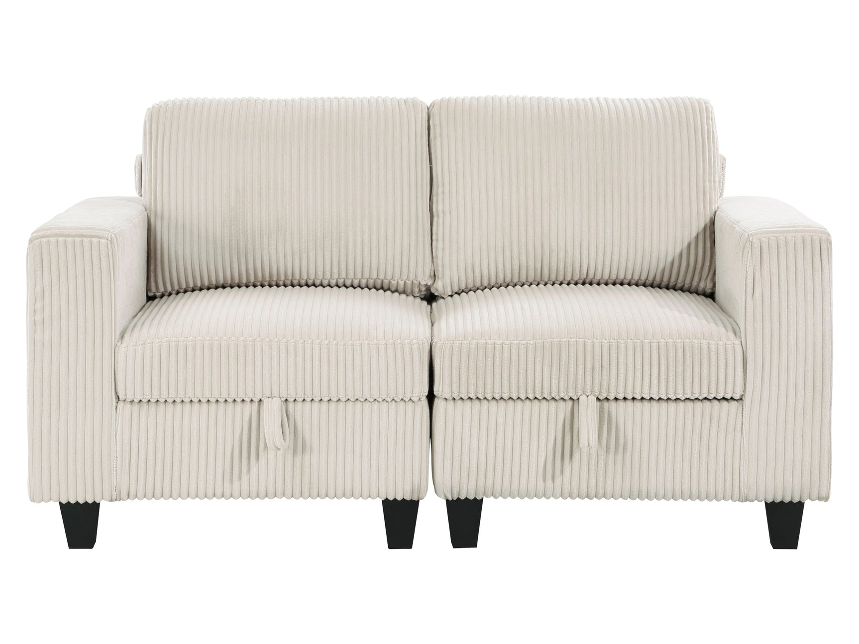 Walterboro Beige Loveseat with Storage, Storage Pouches and Charging Ports - Ornate Home