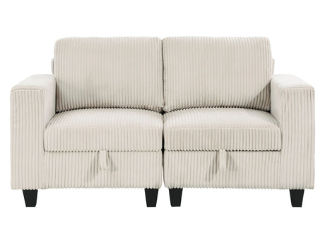 Walterboro Beige Loveseat with Storage, Storage Pouches and Charging Ports - Ornate Home