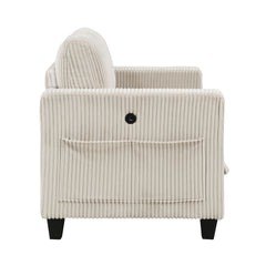 Walterboro Beige Loveseat with Storage, Storage Pouches and Charging Ports - Ornate Home