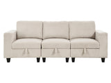 Walterboro Beige Sofa with Storage Pouches - Ornate Home