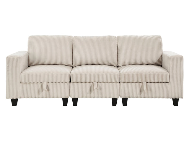 Walterboro Beige Sofa with Storage Pouches - Ornate Home
