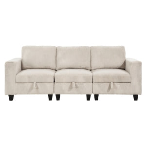 Walterboro Beige Sofa with Storage Pouches - Ornate Home