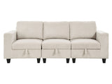 Walterboro Beige Storage Sofa with Charging Ports - Ornate Home