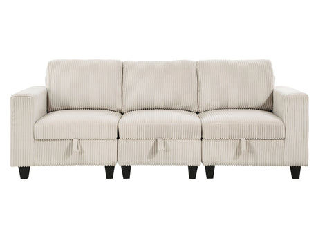 Walterboro Beige Storage Sofa with Charging Ports - Ornate Home