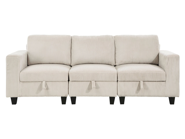 Walterboro Beige Storage Sofa with Charging Ports - Ornate Home