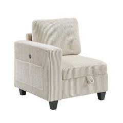 Walterboro Beige Storage Sofa with Charging Ports - Ornate Home