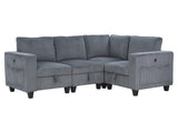Walterboro Dark Gray 4-Piece Sectional with Storage Pouches - Ornate Home
