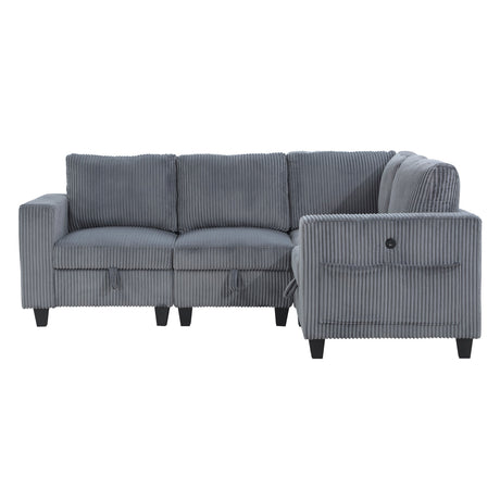 Walterboro Dark Gray 4-Piece Sectional with Storage Pouches - Ornate Home