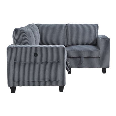 Walterboro Dark Gray 4-Piece Sectional with Storage Pouches - Ornate Home