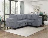 Walterboro Dark Gray 4-Piece Sectional with Storage Pouches - Ornate Home
