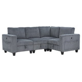 Walterboro Dark Gray 4-Piece Sectional with Storage Pouches - Ornate Home