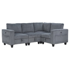 Walterboro Dark Gray 4-Piece Sectional with Storage Pouches - Ornate Home