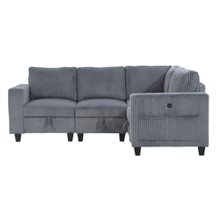 Walterboro Dark Gray 4-Piece Sectional with Storage, Storage Pouches and Charging Ports - Ornate Home