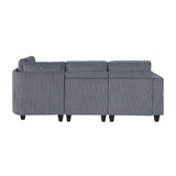 Walterboro Dark Gray 4-Piece Sectional with Storage, Storage Pouches and Charging Ports - Ornate Home