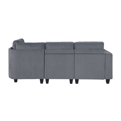 Walterboro Dark Gray 4-Piece Sectional with Storage, Storage Pouches and Charging Ports - Ornate Home