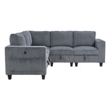 Walterboro Dark Gray 5-Piece Sectional with Storage Pouches - Ornate Home