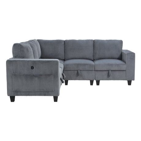 Walterboro Dark Gray 5-Piece Sectional with Storage Pouches - Ornate Home
