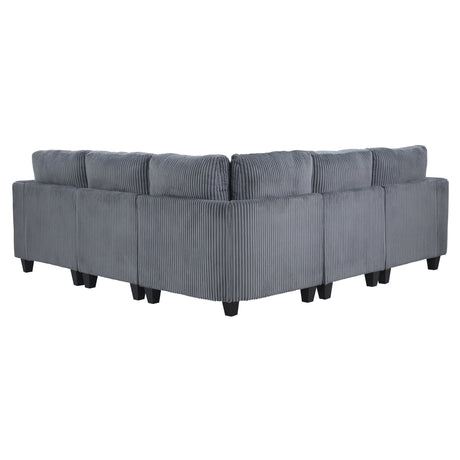 Walterboro Dark Gray 5-Piece Sectional with Storage Pouches - Ornate Home