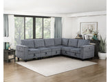 Walterboro Dark Gray 5-Piece Sectional with Storage Pouches - Ornate Home