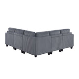 Walterboro Dark Gray 5-Piece Sectional with Storage, Storage Pouches and Charging Ports - Ornate Home