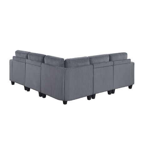 Walterboro Dark Gray 5-Piece Sectional with Storage, Storage Pouches and Charging Ports - Ornate Home