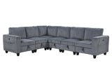 Walterboro Dark Gray 6-Piece Sectional with Storage Pouches - Ornate Home