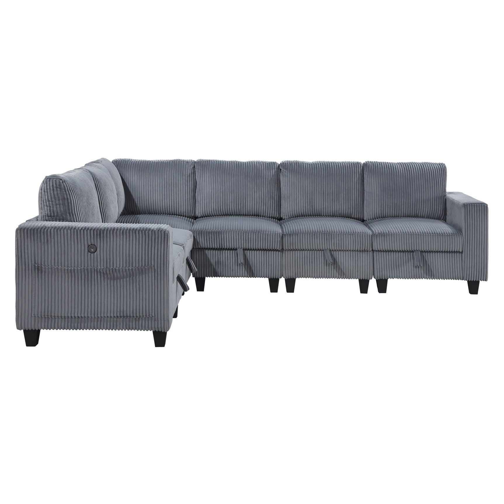 Walterboro Dark Gray 6-Piece Sectional with Storage Pouches - Ornate Home