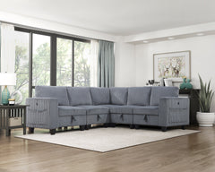 Walterboro Dark Gray 6-Piece Sectional with Storage Pouches - Ornate Home