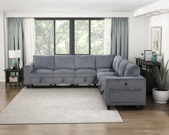 Walterboro Dark Gray 7-Piece Sectional with Storage Pouches - Ornate Home