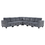 Walterboro Dark Gray 7-Piece Sectional with Storage Pouches - Ornate Home