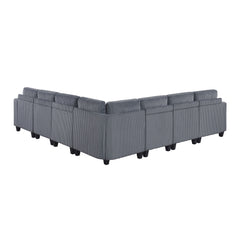 Walterboro Dark Gray 7-Piece Sectional with Storage, Storage Pouches and Charging Ports - Ornate Home