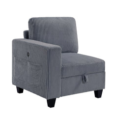 Walterboro Dark Gray 7-Piece Sectional with Storage, Storage Pouches and Charging Ports - Ornate Home