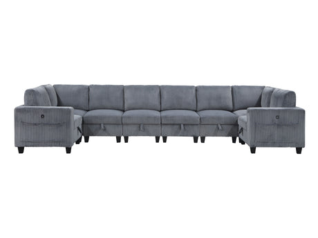 Walterboro Dark Gray 8-Piece Sectional with Storage Pouches - Ornate Home