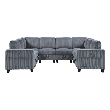 Walterboro Dark Gray 8-Piece Sectional with Storage Pouches - Ornate Home