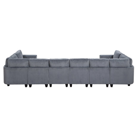 Walterboro Dark Gray 8-Piece Sectional with Storage Pouches - Ornate Home