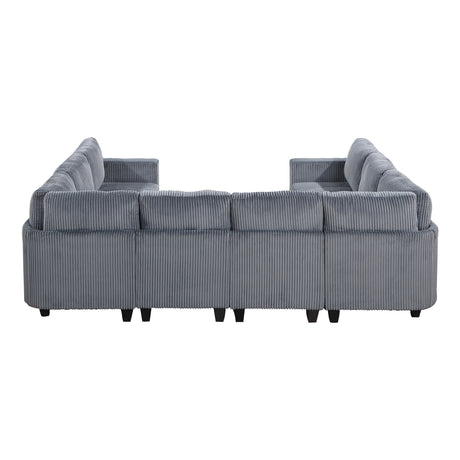 Walterboro Dark Gray 8-Piece Sectional with Storage Pouches - Ornate Home