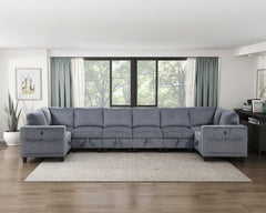 Walterboro Dark Gray 8-Piece Sectional with Storage Pouches - Ornate Home