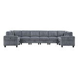 Walterboro Dark Gray 8-Piece Sectional with Storage Pouches - Ornate Home