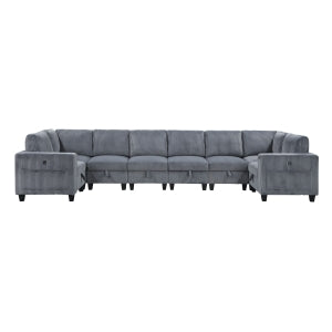 Walterboro Dark Gray 8-Piece Sectional with Storage Pouches - Ornate Home